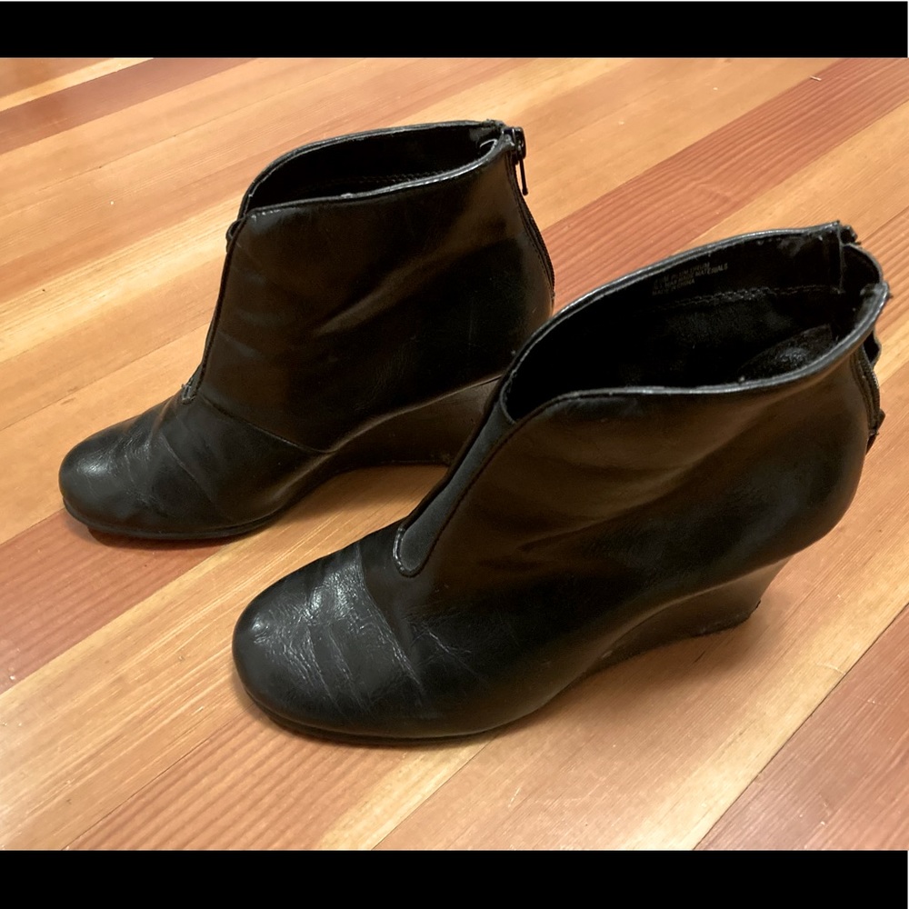 Platform black booties